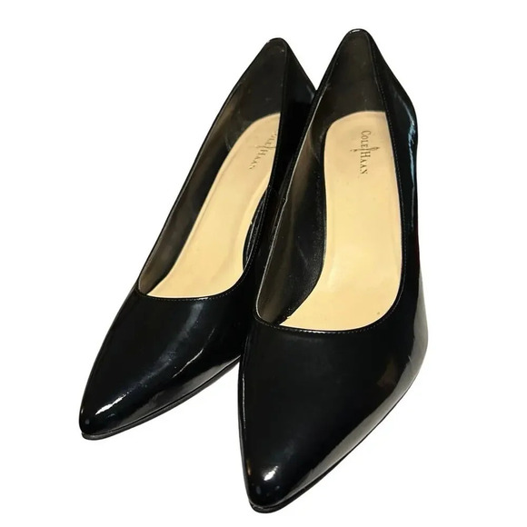 Cole Haan Women’s Valeria II Pointed Toe Patent Leather Pumps Black Size 9.5 B - Picture 1 of 9